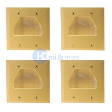 4x Wall Plate 2 Gang Recessed Low Voltage Cable Ivory picture