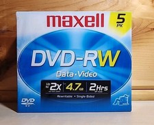 NEW MAXELL DVD-RW Rewritable  5PK 4.7GB Data-Video-Music  picture
