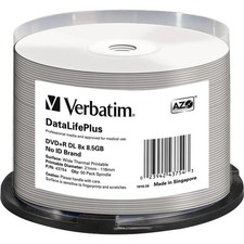 Verbatim DVD+R DL 8.5GB Thermal Printable Recordable Discs, 50-Pack picture