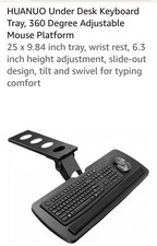 Huanuo 360° Adjustable Under Desk Keyboard Tray 25″ × 9.8″ (Black)- NEW picture