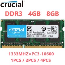 CRUCIAL DDR3 4GB 8GB 16GB 32GB 1333 PC3-10600 Laptop SODIMM 204-Pin Memory RAM picture