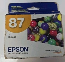 Genuine Epson #87 T087920 Orange Ink Cartridge Sealed 04/2017 Check Pics picture