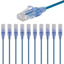 10x 25FT CAT6A RJ45 Ethernet LAN Network Patch Cable Copper 10G Slim 30AWG Blue picture