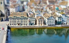 Landscape tilt shift switzerland cityscape river europe Custom Gaming Mat Desk picture