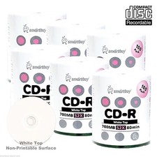600-Pack SmartBuy Blank CD-R 52X 700MB/80Min White Top Surface Record Media Disc picture