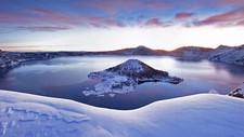Landscape nature snow usa oregon winter water crater Custom Gaming Mat Desk picture