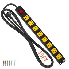 8 Outlet Metal Surge Protector Power Strip with 15 FT Cord and Wall Mount Option picture