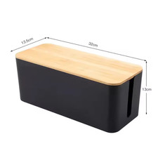 Creative Simple Wire Box Bamboo Wood Cover Cable Management Box  picture