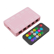 Vetroo 20-Port 5V 3PIN ARGB and 12V 4PIN PWM Fan Hub w/ Remote Control - Pink picture