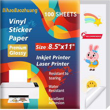 100 Sheets Premium Glossy Printable Vinyl Sticker Paper for Inkjet & Laser picture