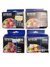 Epson 200XL Black & 200 Cyan Magenta Yellow Ink Cartridges Lot Of 4 READ picture