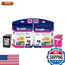 VersaInk HP 65 MICR Black & Tri-Color Ink Cartridge Combo Pack for Check picture