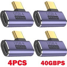 4Pack USB Type C Male to Female Side Bend 90 Degree Adapter 40Gbps Data Transfer picture