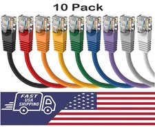 10 Pack 7 FOOT Cat6 Gigabit Ethernet Patch Cord 9 Colors 24AWG Pure Copper Cable picture