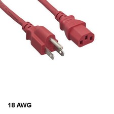10x Red 6ft Standard Power Cord NEMA5-15P to IEC60320 C13 18AWG 10A/125V SJT US picture