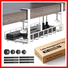 Space-Saving Under Desk Wire Organizer with Included Clips & Ties - White Finish picture