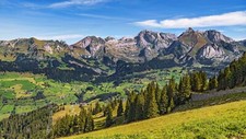 Landscape nature sky mountains trees clouds field house Custom Gaming Mat Desk picture