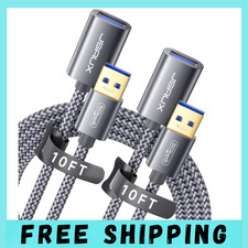 2Pack 10FT+10FT USB 3.0 Extension Cable, Type a Male to Female USB Extender Cord picture
