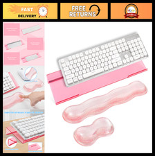 Ergonomic Pink Acrylic Keyboard Stand with Gel Wrist Rest | Soft Support for Off picture