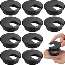 SATINIOR 10 Packs Desk Wire Cord Cable Grommets Cover Plastic 1.5 Inch, Black picture
