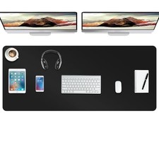 XXXL Black PU Leather Desk Mat 47 x 24 in Waterproof Non-Slip Desk Pad picture