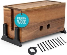 Extra Large Wood Cable Management Box with Magnetic Lid for Elegant Organization picture