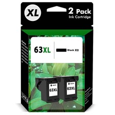 2PK 63XL Black Ink Cartridge For HP Envy 4520 4512 Officejet 5220 5258 4650 3830 picture