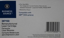 BUSINESS SOURCE Premium Toner Cartridge HP 51X Q7551X Lot of 2 Black P3005 M303 picture