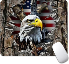 American Flag Eagle Rip Oak Camo Square Mouse Pad, Texture, Waterproof, anti Sli picture
