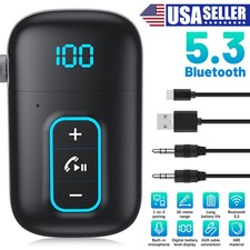 3.5mm AUX Bluetooth 5.3 Receiver Wireless Adapter Mic Dual Link For Car Radio picture