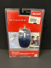 Microsoft Compact Optical Mouse 500 Wired USB 800 DPI Blue New Sealed U81-00050 picture