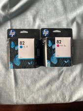 Lot of 2 Genuine HP 82 Ink Cartridges Cyan Magenta 69ml C4911A C4912A picture