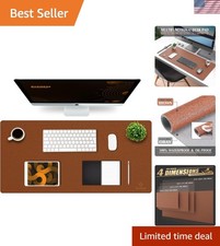 Elegant Brown Leather Desk Mat - 35.4