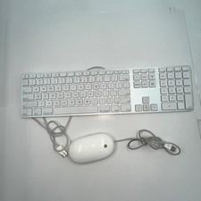 Apple A1243 USB Wired Ultra-Thin Aluminum Keyboard - Silver w/ Mouse A1152 picture