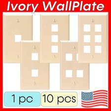 Keystone Wall Plate Single-Gang Keystone Jack Wallplate Snap-In Compatible Ivory picture