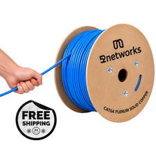52networks Cat6A Plenum CMP 1000ft 23AWG 750MHz 10Gbps 100% Bare Copper UTP Blue picture
