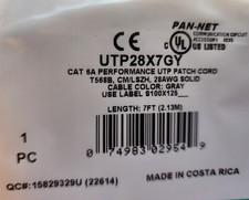 **Reduced** Lot of 3 Panduit UTP28X7GY Cat6a 28awg Patch Cable, 7 Ft Gray ~STSI picture