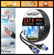 150ft Cat 8 Ethernet Cable, Slim & Flexible, Waterproof for Indoor/Outdoor, 40G picture