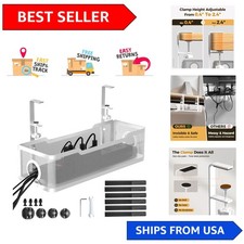 Effortless Cable Organization with Adjustable Clamp Under Desk Tray | 13.4”x4.6” picture