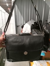 Dell Black Leather Padded Shoulder Messenger Laptop Bag, Universal Fit picture