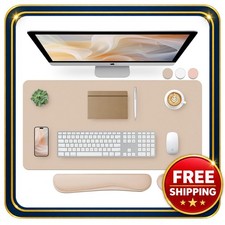Desk Pad Set with Keyboard and Mouse Wrist Rests Faux Leather Large picture