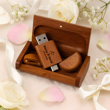 Wooden Personalised USB Flash Drive 4GB 8GB 16GB 32GB 64GB – Engraved Gift picture