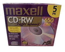 MAXELL ReWritable CD 5 Pack CD-RW High Speed 650MB 74 Minutes Each New picture