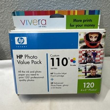 HP Photo Value Pack Custom 110 Tri-color ink cartridge +120 photo paper Expired picture