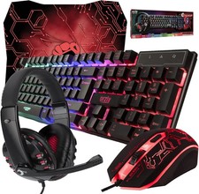 3 Pcs Teclado para juegos Mecanico con Retroiluminación LED + Ratón + Auricular picture