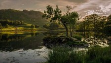 Landscape nature hills trees clouds mountains forest Custom Gaming Mat Desk picture