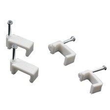 200 Pcs 8mm Flat Ethernet Cable Wire Clips Single Coaxial Cable Clamps With Nail picture
