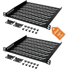 2 Pack 0.5U Rack Mount Shelf - Vented Tray for 10