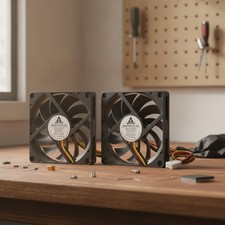 Compact 80mm 12V DC Cooling Fans with Metal Grill for Safe Airflow, 2-Pack picture