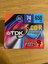 New (9) TDK CD-R 650 MB CD COMPACT DISCS ALL SPEED RECORDABLE SEALED 74 MINUTES picture